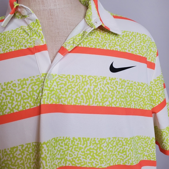 Nike Dri Fit Neon Striped Polo Shirt - Picture 4 of 5